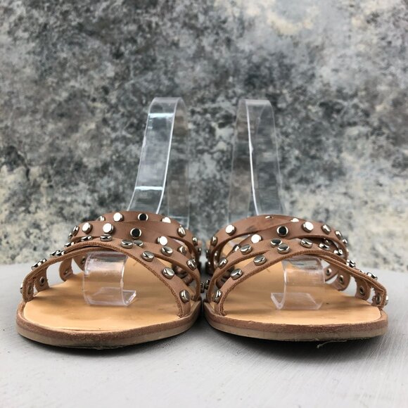 Dolce Vita Women's Size 9** Pinta Cafe Brown Studded Strappy Flats Sandals - Picture 2 of 11